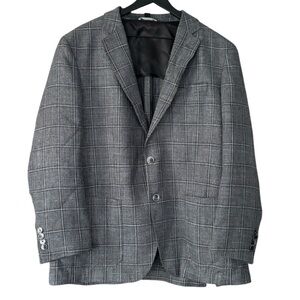Hugo Boss Men’s Slim Fit Haylon Unstructured Blazer Jacket 46R Gray Plaid